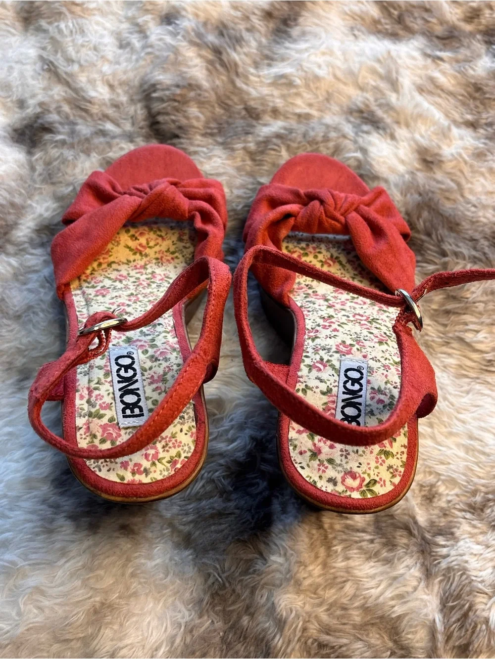 Vintage Y2K BONGO Salmon colored Platform Knot Sandals for Women